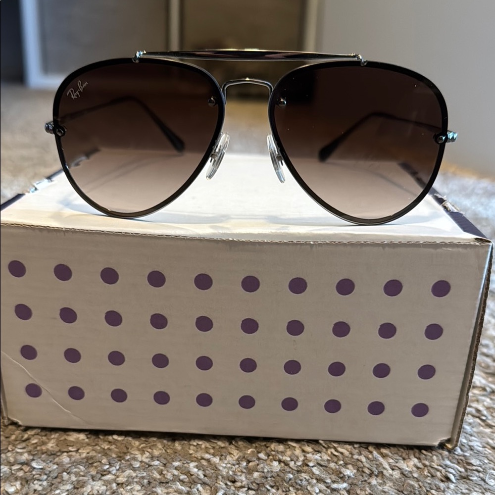 Ray-Ban Black/Brown 004/13 58mm Aviator Sunglasses
